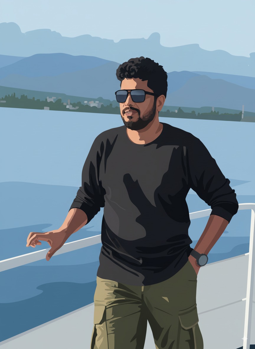 Illustrated portrait of Naveen Galithoti